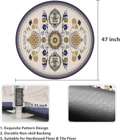 سجادة كرسي المكتب من جينابلي للسجاد، سجادات كرسي المكتب للأرضيات الصلبة، سجادة كرسي الكمبيوتر للكرسي الدوار غير المنزلق، سجادات حماية الأرضية المستديرة للمكتب المنزلي، القطر 47 بوصة in Kuwait