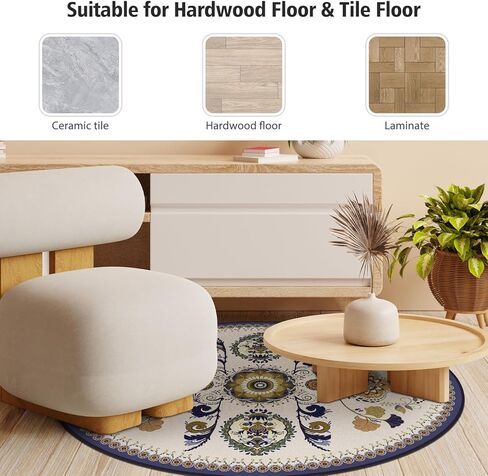 سجادة كرسي المكتب من جينابلي للسجاد، سجادات كرسي المكتب للأرضيات الصلبة، سجادة كرسي الكمبيوتر للكرسي الدوار غير المنزلق، سجادات حماية الأرضية المستديرة للمكتب المنزلي، القطر 47 بوصة in Kuwait