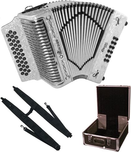 حزمة Alacran AL3112 Accordion: 31 زرًا، 12 Bass Accordion مع علبة صلبة وأشرطة قابلة للتعديل (Fa/FBE، لؤلؤة بيضاء) in Kuwait