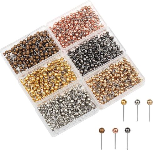 800 Pieces Map Tacks 1/8-Inch Retro Metallic Color Beads Head Marking Push Pins, 4 Colors in Kuwait
