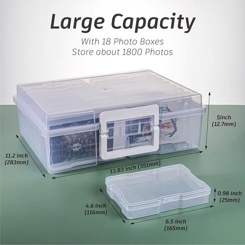 صندوق تخزين الصور البلاستيكي من Jujdlmaker مع 6 قطع مقاس 4×6 حافظات Picutre بالداخل، مثالي للصور والأدوات اليدوية وما إلى ذلك (ملون، صغير) in Kuwait