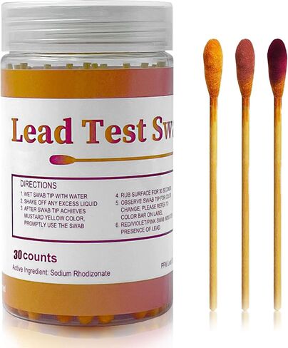 مسحات مجموعة اختبار الرصاص - مجموعة اختبار طلاء الرصاص، مسحة فحص الرصاص للاستخدام المنزلي لجميع الأسطح المطلية والأطباق والمعادن والسيراميك والخشب والألعاب - نتائج الاختبار في 30 ثانية (30 قطعة) in Kuwait