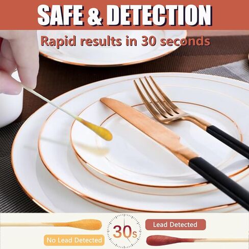 مسحات مجموعة اختبار الرصاص - مجموعة اختبار طلاء الرصاص، مسحة فحص الرصاص للاستخدام المنزلي لجميع الأسطح المطلية والأطباق والمعادن والسيراميك والخشب والألعاب - نتائج الاختبار في 30 ثانية (30 قطعة) in Kuwait