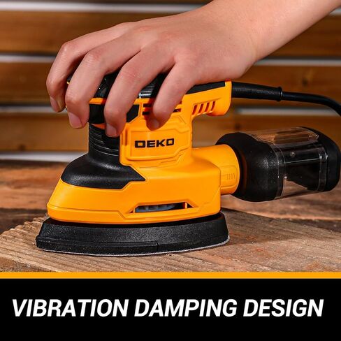 DEKOPRO 20V Orbital Sander Cordless Power Sander Tool with Battery and Charger Electric Hand Sanders Tools for Wood, Dust Bag, Vacuum Blower Attachment in Kuwait