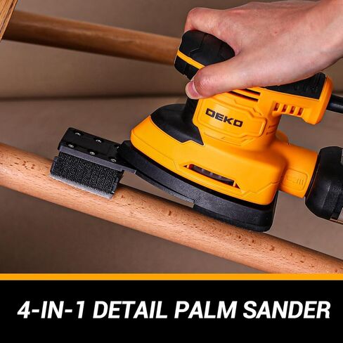 DEKOPRO 20V Orbital Sander Cordless Power Sander Tool with Battery and Charger Electric Hand Sanders Tools for Wood, Dust Bag, Vacuum Blower Attachment in Kuwait