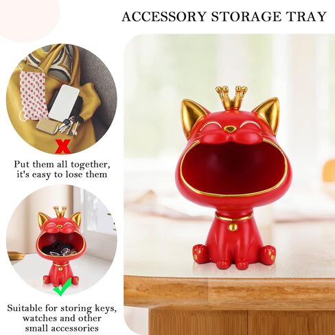 Key Bowl for Entryway Table, Lucky Cat Statue Candy Dish for Office Desk Art Home Décor in Kuwait