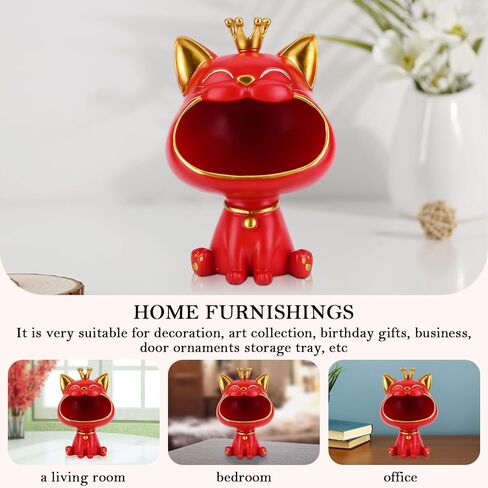 Key Bowl for Entryway Table, Lucky Cat Statue Candy Dish for Office Desk Art Home Décor in Kuwait