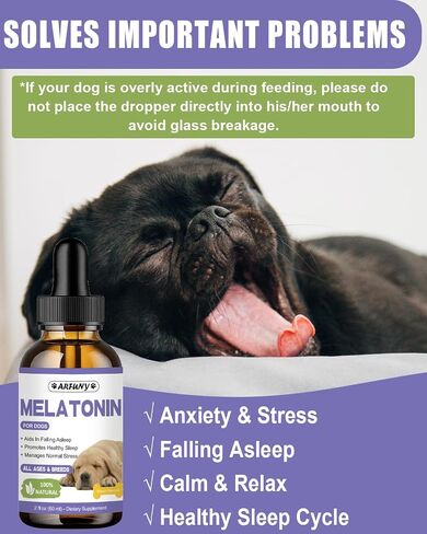 Melatonin for Dogs - Liquid Melatonin for Dogs Aids in Falling Sleep - Stress Relief - Anxiety Relief - Calming Drops with Valerian Root, Ashwagandha, L-Theanine - 2 Packs in Saudi Arabia