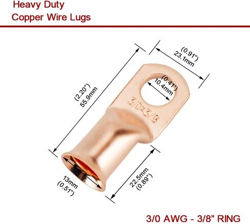 2 AWG 3/8 بوصة مسمار (25 قطعة)، طرف حلقي للبطارية شديدة التحمل، 2 عروة AWG، كابل بطارية بمقياس 2، عروات أسلاك نحاسية، أطراف كابل البطارية، فتحات نحاسية عارية، موصلات طرفية حلقية أنبوبية in Kuwait