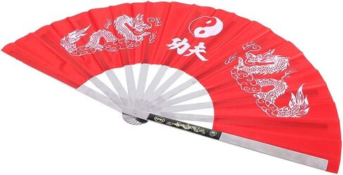 Large Folding Hand Fan,Stainless Steel Tai Chi Martial Arts Kung Fu Dance Practice Training Performance Fan Hand Folding Fans for Men/Women - Chinese Japanese Kung Fu Tai Chi Handheld Fan(Red) in Saudi Arabia