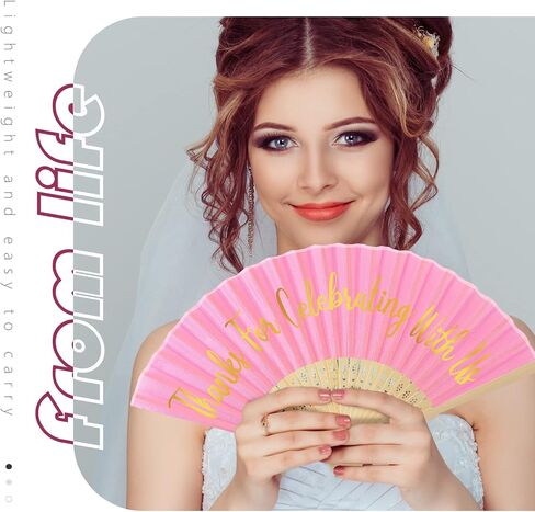 50 قطعة من هدايا الزفاف لوصيفات العروس، مراوح حريرية قابلة للطي، مروحة محمولة مع الشكر للاحتفال معنا لدعائم حفلات الزفاف والرقص والكنيسة والذكرى السنوية لتزيين الحفلات (أبيض) in Kuwait