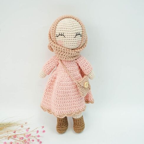Crochet Dolls Muslim Dolls Eid Gifts Ramadan Gifts Hijabi Doll (Pink) in Saudi Arabia