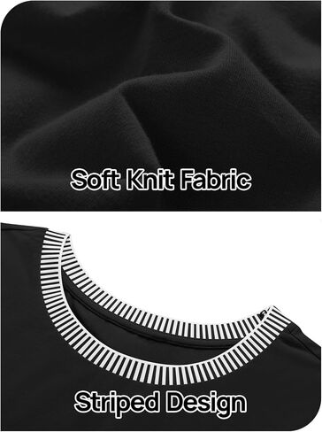 MEROKEETY Women's 2024 Short Sleeve Striped Color Block T Shirts Crewneck Loose Casual Tee Tops in Kuwait