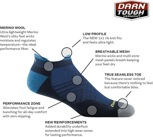 Darn Tough Men's Run No Show Tab Ultra-Lightweight with Cushion Sock (Style 1039) in Saudi Arabia