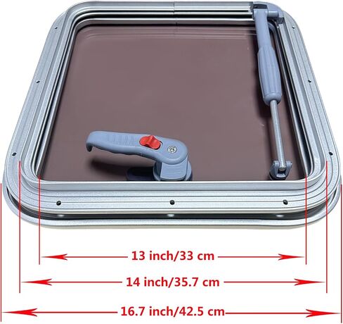 ISURE MARINE Anodized Aluminum 16.7"x 16.7" Push Out Deck Hatch Boat Yacht Square Opening Portlight Replacement Window Porthole Hole Deck,Marine Hatch Porthole with Tempered Glass for Boat/Yacht/RV in Saudi Arabia