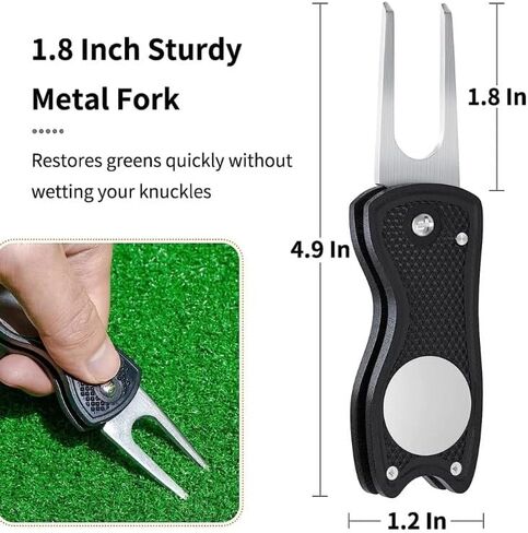 Middletown Outdoors Golf Multifunctional Divot Tool with Magnetic Ball Marker, Foldable Fork and Push Button Release. Fix Divots, Clean Clubs and Cleats, U Shape Bottom can Hold Club, Blue in Saudi Arabia