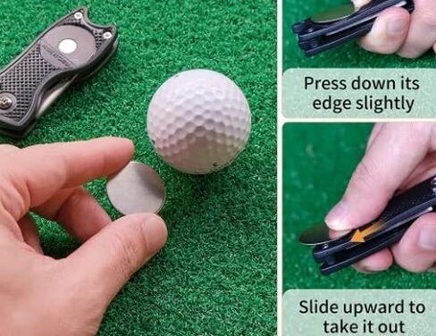 Middletown Outdoors Golf Multifunctional Divot Tool with Magnetic Ball Marker, Foldable Fork and Push Button Release. Fix Divots, Clean Clubs and Cleats, U Shape Bottom can Hold Club, Blue in Saudi Arabia