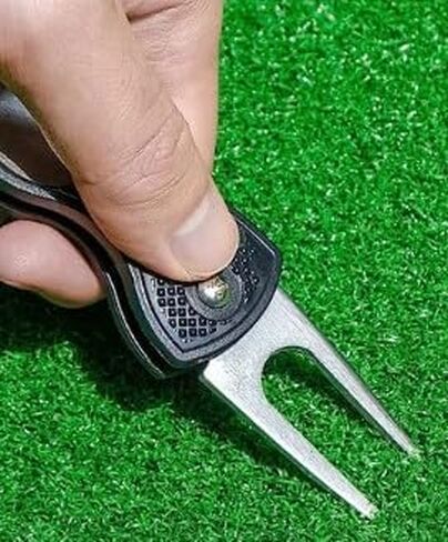Middletown Outdoors Golf Multifunctional Divot Tool with Magnetic Ball Marker, Foldable Fork and Push Button Release. Fix Divots, Clean Clubs and Cleats, U Shape Bottom can Hold Club, Blue in Saudi Arabia