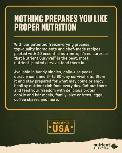 حليب مجفف بالفيتامين من Nutrient Survival (حصتين فرديتين) لوازم التحضير المجففة بالتجميد وإمدادات الطعام في حالات الطوارئ، 21 عنصرًا غذائيًا أساسيًا، خالي من الصويا والغلوتين، ثابت على الرف لمدة تصل إلى 15 عامًا in Kuwait