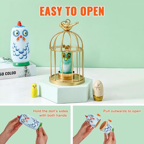 MoonCar Easter Colorful Rabbit or Chicken Russian Nesting Dolls Toys for Child Bunny Wooden Matryoshka Dolls(5 PCS) (Chicken) in Saudi Arabia