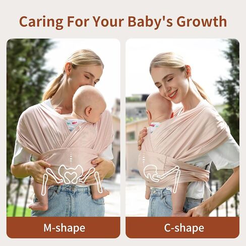 MOMTORY Baby Carrier Wrap，Easy to Wear Baby Sling Wrap, Newborn to Toddler Carrier 8-35 lbs, Cooling Fabric Lightweight Adjustable Baby Carrier in Saudi Arabia