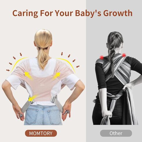 MOMTORY Baby Carrier Wrap，Easy to Wear Baby Sling Wrap, Newborn to Toddler Carrier 8-35 lbs, Cooling Fabric Lightweight Adjustable Baby Carrier in Saudi Arabia