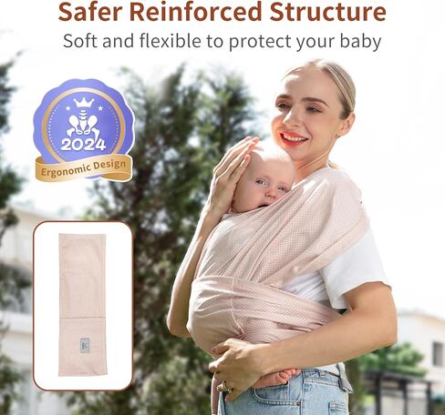 MOMTORY Baby Carrier Wrap，Easy to Wear Baby Sling Wrap, Newborn to Toddler Carrier 8-35 lbs, Cooling Fabric Lightweight Adjustable Baby Carrier in Saudi Arabia