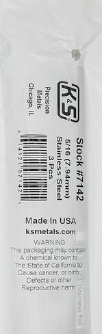 K&S Precision Metals 7142 Round Stainless Steel Rod: 5/16" OD x 36" Long, 3 Pieces, Made in USA in Kuwait
