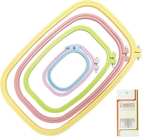 5 Size Colorful Embroidery Hoop Rectangle Square Embroidery Frame Cross Stitch Hoop Sewing Tool for Art Craft Handy Sewing (Multicolor),LAMXD Embroidery Hoop in Saudi Arabia