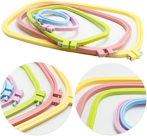 5 Size Colorful Embroidery Hoop Rectangle Square Embroidery Frame Cross Stitch Hoop Sewing Tool for Art Craft Handy Sewing (Multicolor),LAMXD Embroidery Hoop in Saudi Arabia