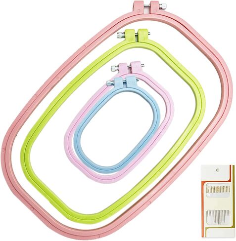 5 Size Colorful Embroidery Hoop Rectangle Square Embroidery Frame Cross Stitch Hoop Sewing Tool for Art Craft Handy Sewing (Multicolor),LAMXD Embroidery Hoop in Saudi Arabia