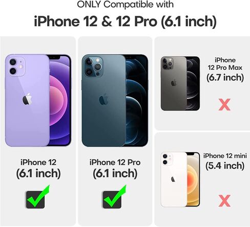 حافظة بطارية لهاتف iPhone 12/12 Pro، أحدث حافظة شاحن محمولة وقابلة لإعادة الشحن بقدرة 10000 مللي أمبير في الساعة وشحن لاسلكي ممتد متوافقة مع iPhone 12/12 Pro (6.1 بوصة) وCarplay (أسود) in Kuwait