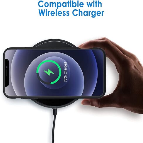 حافظة بطارية لهاتف iPhone 12/12 Pro، أحدث حافظة شاحن محمولة وقابلة لإعادة الشحن بقدرة 10000 مللي أمبير في الساعة وشحن لاسلكي ممتد متوافقة مع iPhone 12/12 Pro (6.1 بوصة) وCarplay (أسود) in Kuwait