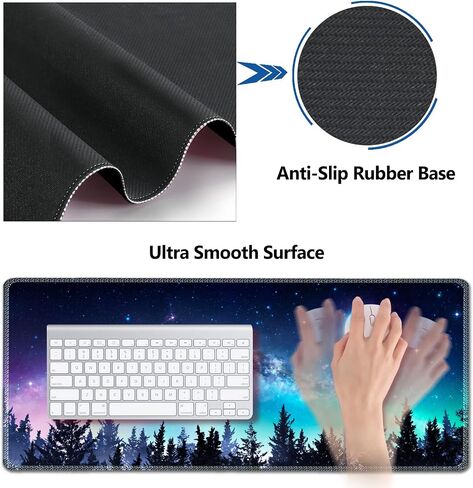 AIMSA Large Gaming Mouse Pad Set, Keyboard Wrist Rest Support Mouse Pad, Ergonomic Memory Foam Multifunctional Extended Desk Mat 35x15.7in Anti-Slip Rubber Base for Office Home, Pink Green Leaves in Kuwait