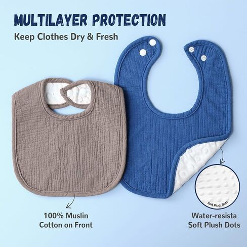POIKSHARK Set of 10 Muslin Baby Bibs for Unisex Boys and Girls, 10 Solid Colors Set for Drooling and Teething in Saudi Arabia