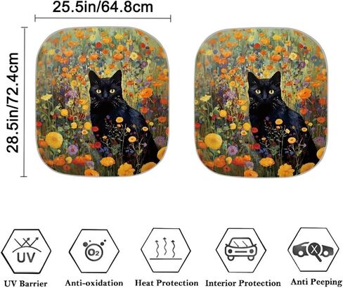 Yruonazao Black Cat Car Windshield Sun Shade 2 Pieces Portable Windshield Sun Shade Space Sun Shield Automotive Interior Sun Protection Protect Your Car Block The Sunlight in Saudi Arabia
