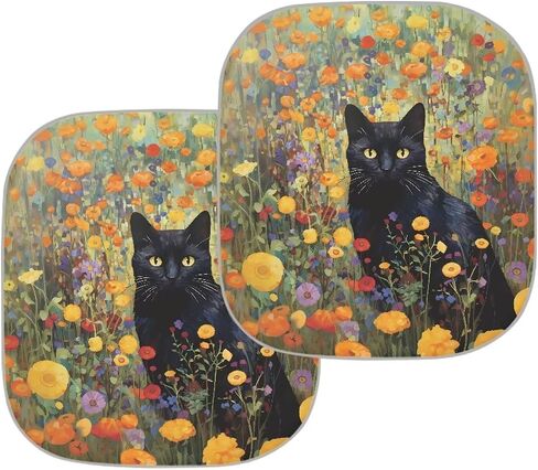 Yruonazao Black Cat Car Windshield Sun Shade 2 Pieces Portable Windshield Sun Shade Space Sun Shield Automotive Interior Sun Protection Protect Your Car Block The Sunlight in Saudi Arabia