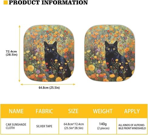 Yruonazao Black Cat Car Windshield Sun Shade 2 Pieces Portable Windshield Sun Shade Space Sun Shield Automotive Interior Sun Protection Protect Your Car Block The Sunlight in Saudi Arabia