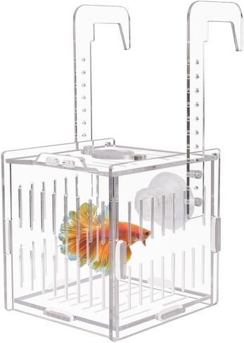JHCYULUO Acrylic Fish Breeding Box Fish Isolation Box Aquarium Divider Hatchery Incubator Breeder Box for Fish Tank Small Fish Shrimp Clownfish (8x4.5x4.5inch) in Saudi Arabia
