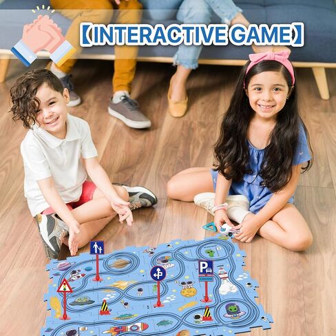 25PCS Puzzle Racer Kids Car Track Set, Puzzle Track Car Play Set for Kids Ages 3-5 with Floor Puzzles and Racer, Montessori Toys Preschool Gifts for Kids - Ocean in Saudi Arabia