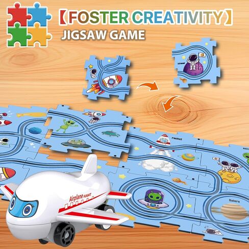 25PCS Puzzle Racer Kids Car Track Set, Puzzle Track Car Play Set for Kids Ages 3-5 with Floor Puzzles and Racer, Montessori Toys Preschool Gifts for Kids - Ocean in Saudi Arabia