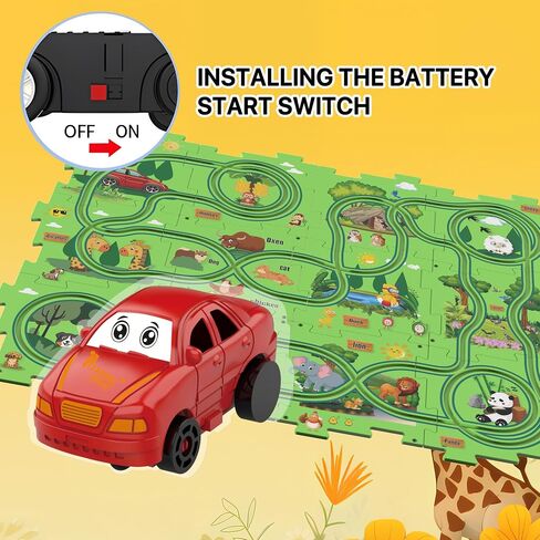 25PCS Puzzle Racer Kids Car Track Set, Puzzle Track Car Play Set for Kids Ages 3-5 with Floor Puzzles and Racer, Montessori Toys Preschool Gifts for Kids - Ocean in Saudi Arabia