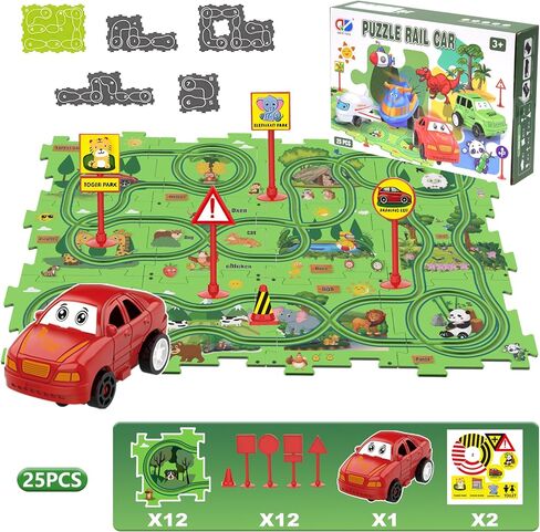 25PCS Puzzle Racer Kids Car Track Set, Puzzle Track Car Play Set for Kids Ages 3-5 with Floor Puzzles and Racer, Montessori Toys Preschool Gifts for Kids - Ocean in Saudi Arabia