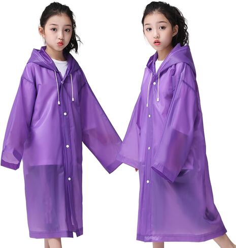 Aoyinfe Rain Ponchos Raincoats for Kids, Reusable Portable Emergency with Hood Outdoor in Saudi Arabia