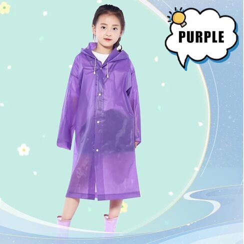 Aoyinfe Rain Ponchos Raincoats for Kids, Reusable Portable Emergency with Hood Outdoor in Saudi Arabia