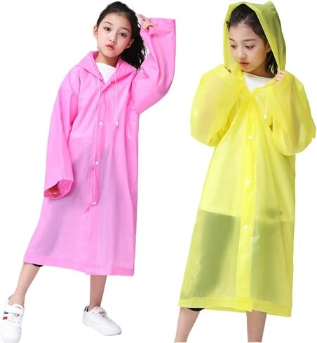 Aoyinfe Rain Ponchos Raincoats for Kids, Reusable Portable Emergency with Hood Outdoor in Saudi Arabia