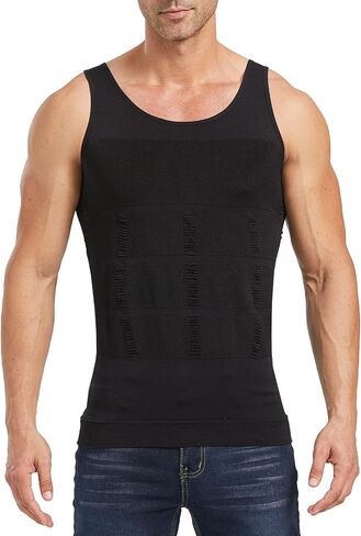 قمصان ضغط Aptoco للرجال للتخسيس، قميص داخلي للرجال مشكل الجسم Abs Slim Tank Top للرجال التثدي in Saudi Arabia