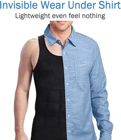 قمصان ضغط Aptoco للرجال للتخسيس، قميص داخلي للرجال مشكل الجسم Abs Slim Tank Top للرجال التثدي in Saudi Arabia