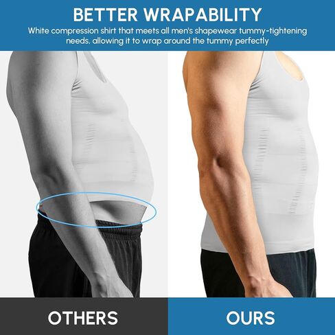 قمصان ضغط Aptoco للرجال للتخسيس، قميص داخلي للرجال مشكل الجسم Abs Slim Tank Top للرجال التثدي in Saudi Arabia
