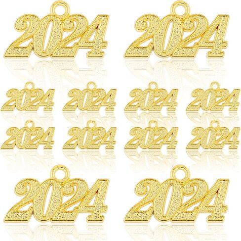 12 Pieces 2024 Charm Graduation Charms 2024 Tassel Charm 2024 Graduation Pendant Gold Charms for Graduation Cap Tassel 2024 Number Charms for Jewelry Making (Gold) in Saudi Arabia